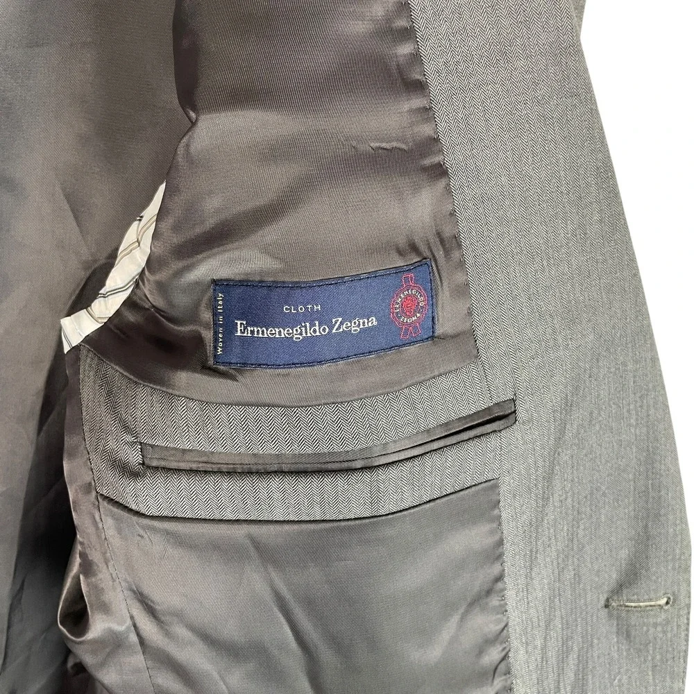 Ermenegildo Zegna Mens Wool Blazer Jacket Sport Coat 42 Long Gray 2 Button Italy